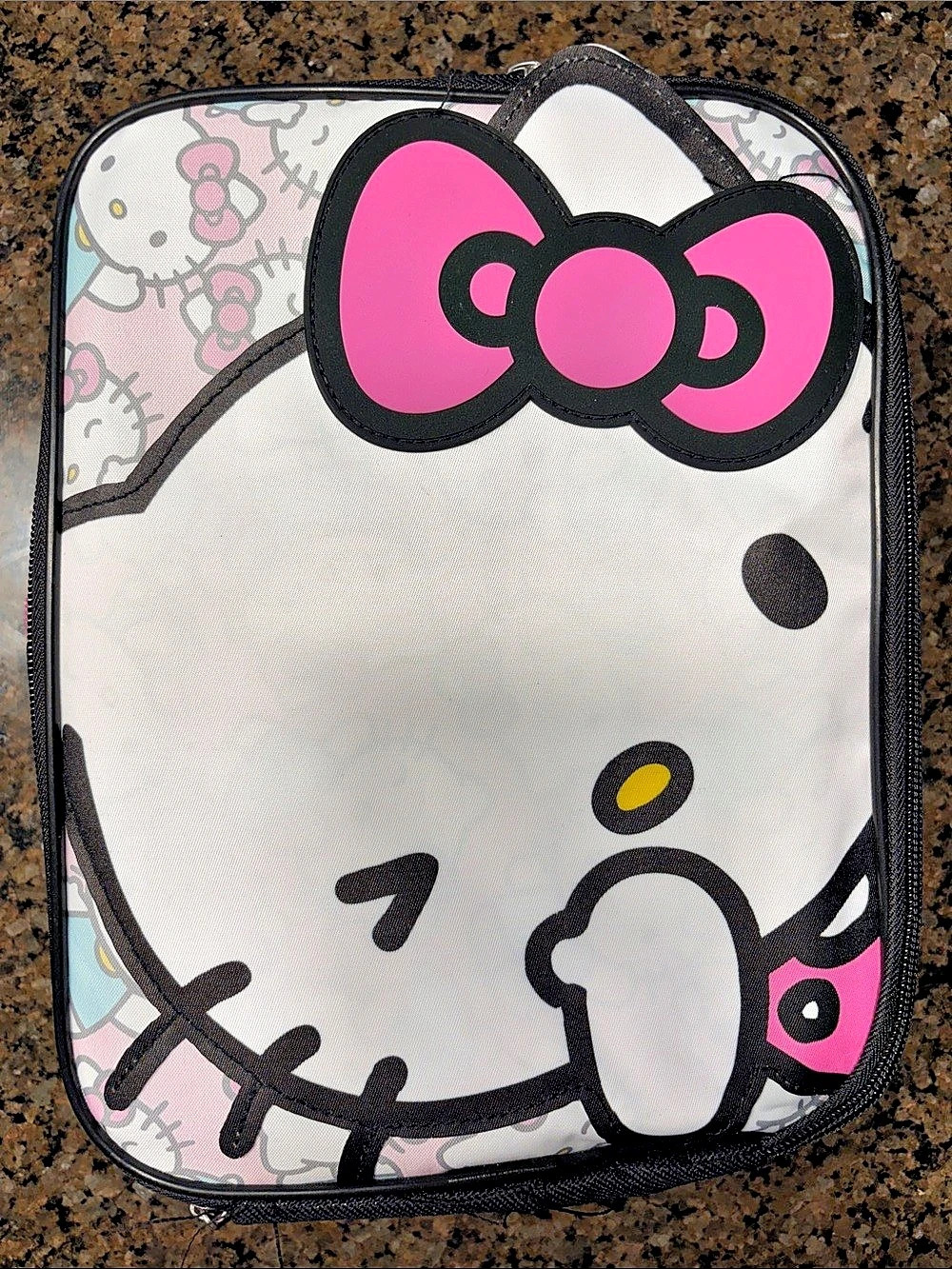 Sanrio Hello Kitty Cosmetic Travel Bag Lunch Box Pink White NWT NEW